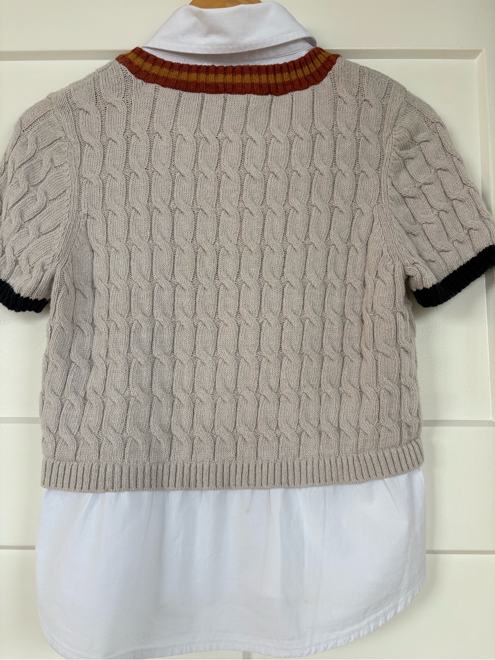 Maeve by Anthro Beige Cable Knit Cricket Sweater Top, Timeless V-neck Size Small - Picture 9 of 14